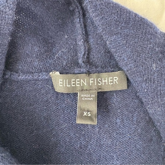 Eileen‎ Fisher XS Open Front 100% cashmere Cardigan Navy blue asymmetrical - Picture 2 of 5